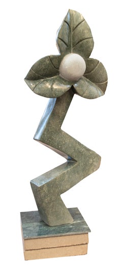 'Sunflower' original Shona opal stone sculpture signed by Tendai Mushawepwere