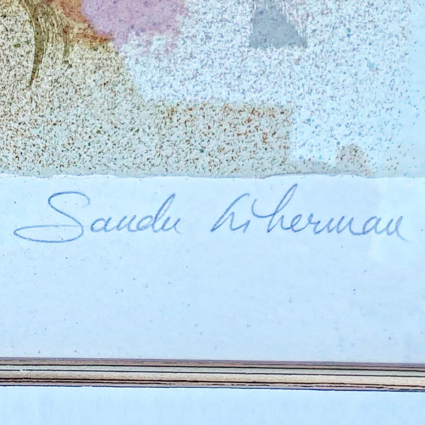 Magnifique lithographie signée et numérotée de Sandu Liberman représentant deux amoureux s'embrassant.

Sandu Liberman était un peintre israélien d'origine roumaine connu pour ses représentations de danseurs, de la vie urbaine et de