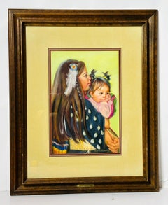 "Tenderness" Native American Painting by Carol Theroux (USA 1930-2021)