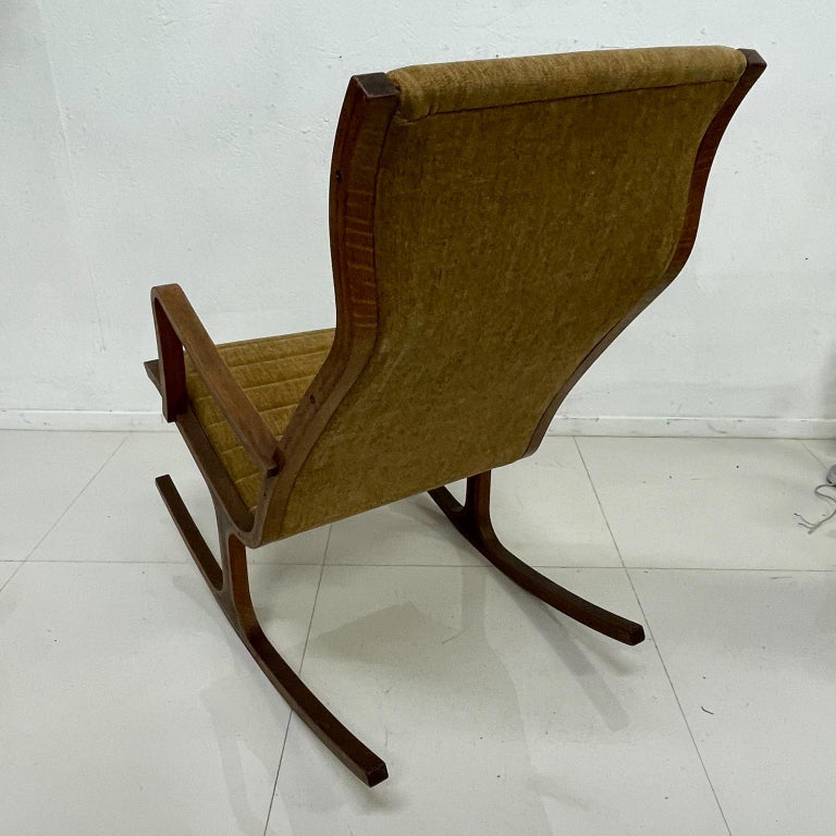 Tendo Mokko Heron Highback Rocking Chair and Footrest 1966 Modern Japan at 1stDibs