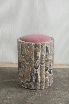 Tendre Marguerite Stool by Omar Chakil in Alabaster