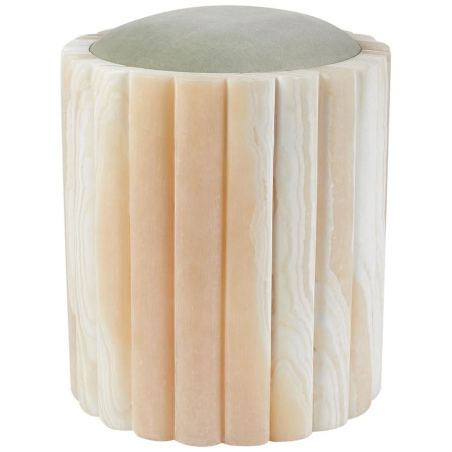 Tendre Marguerite Stool by Omar Chakil in Alabaster For Sale