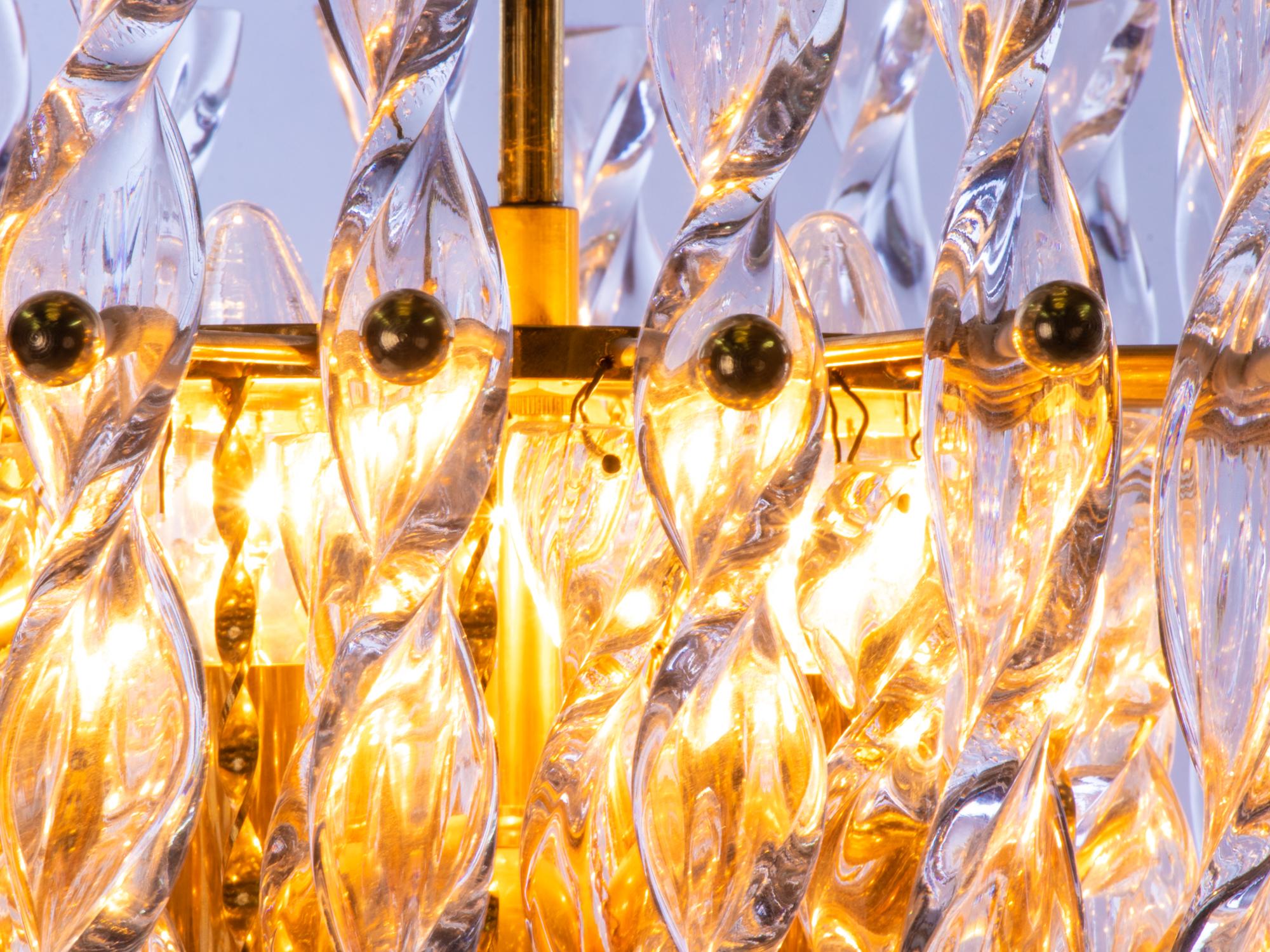 Lustre à ruban en cristal et laiton doré Palwa, Allemagne, 1960 en vente 5