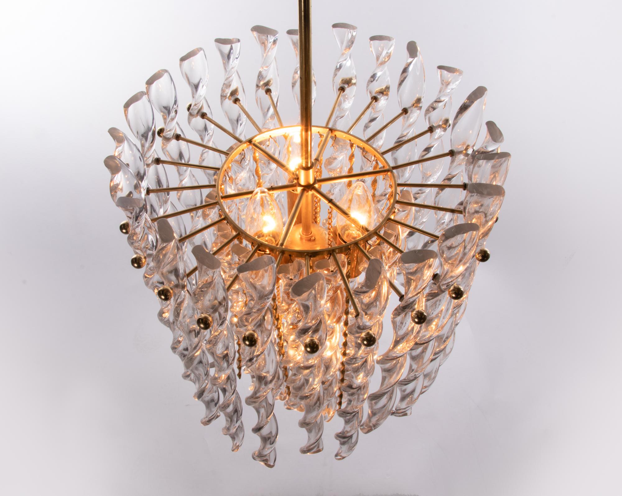 Lustre à ruban en cristal et laiton doré Palwa, Allemagne, 1960 Bon état - En vente à Niederdorfelden, Hessen