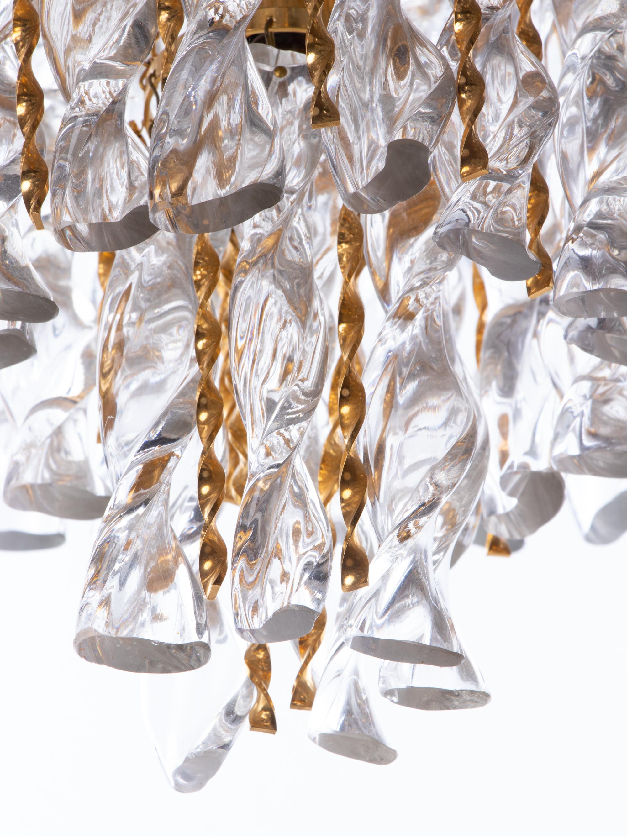 Palwa Tendril Ribbon-Kronleuchter aus Kristallglas und vergoldetem Messing, Deutschland  im Angebot 1