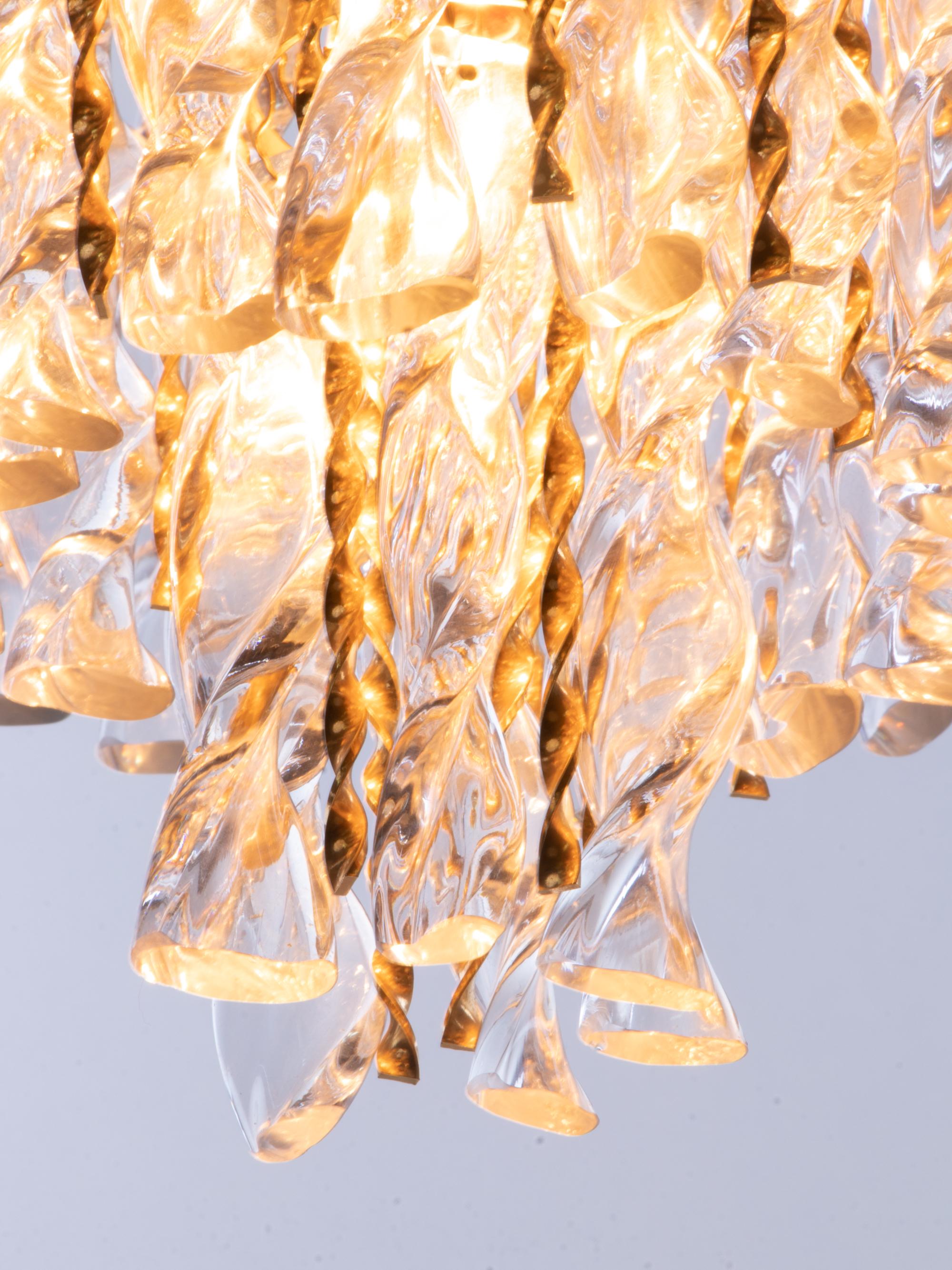 Palwa Tendril Ribbon-Kronleuchter aus Kristallglas und vergoldetem Messing, Deutschland  im Angebot 2