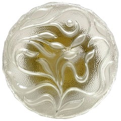 Tendrils Pattern Glass Flush Mount Ceiling Light, 1960s, German