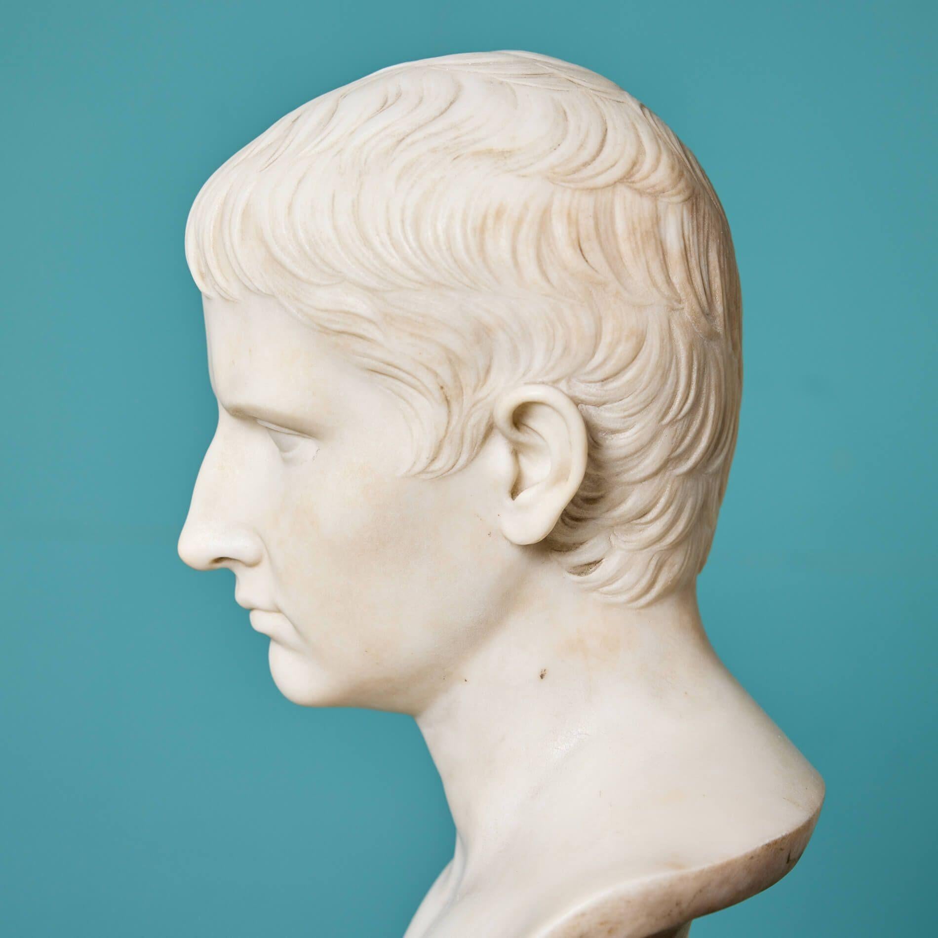 Tenerani Statuary Marble Bust of a Young Augustus Caesar In Good Condition For Sale In Wormelow, Herefordshire