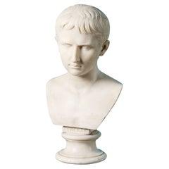 Busto in marmo statuario Tenerani di un giovane Cesare Augusto