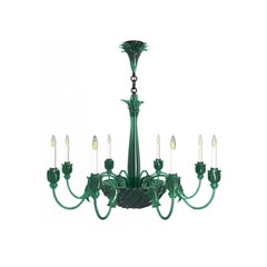 Tenerife Vert Chandelier, by David Duncan, Eight Light Chandelier Colored Resin