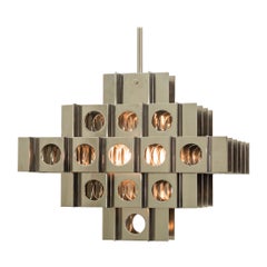 Tenfold 5T 18inch Chandelier, Lámpara colgante de níquel pulido, personalizable