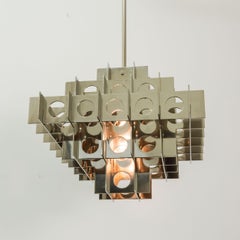 Tenfold 5T 24inch, Brutalist Chandelier, Nickel, Geometric Pendant, Customizable