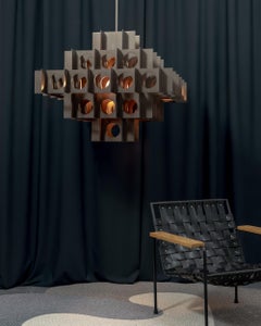 Tenfold Chandelier 32inch Brushed Bronze Perforated Metal Pendant Light