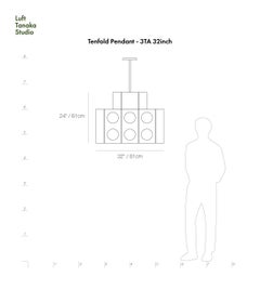 Tenfold Pendant Light 3TA 32inch, Polished Nickel, Brutalist Pendant Light