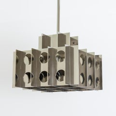 Colgante Tenfold 3TA 24inch, Níquel Pulido, Brutalista, Lámpara de Techo Geométrica