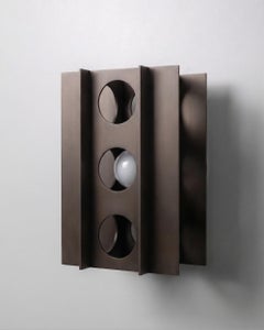 Tenfold Wall Sconce, Anodized Bronze, Aluminum Brutalist Wall Light, Perforated