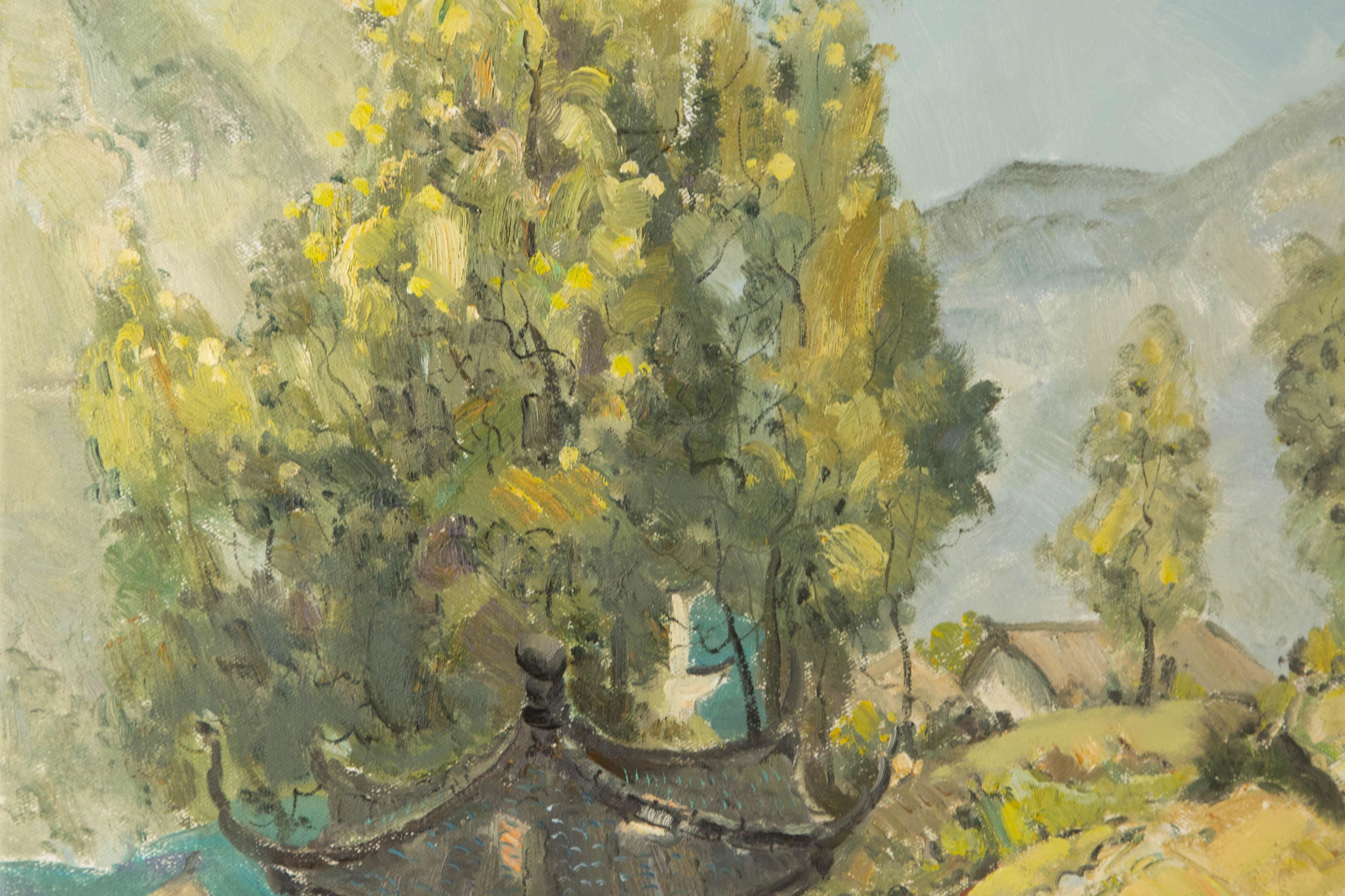Tengfei Ran Paesaggio originale olio su tela 