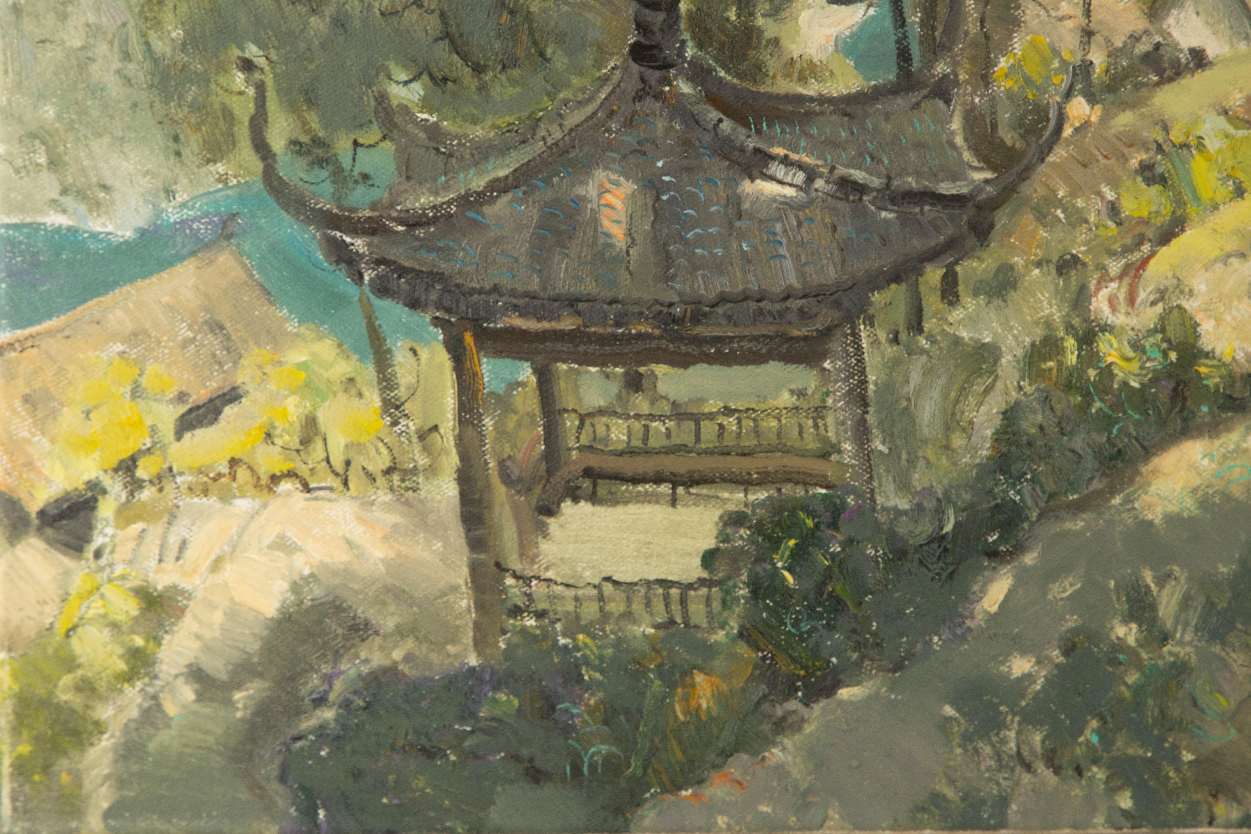 Tengfei Ran Paesaggio originale olio su tela 