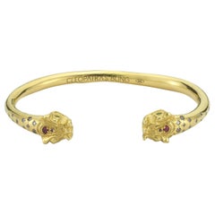 Tengri Bracelet with Diamond, Amethyst, Ruby, Emerald, 18 Karat Yellow Gold