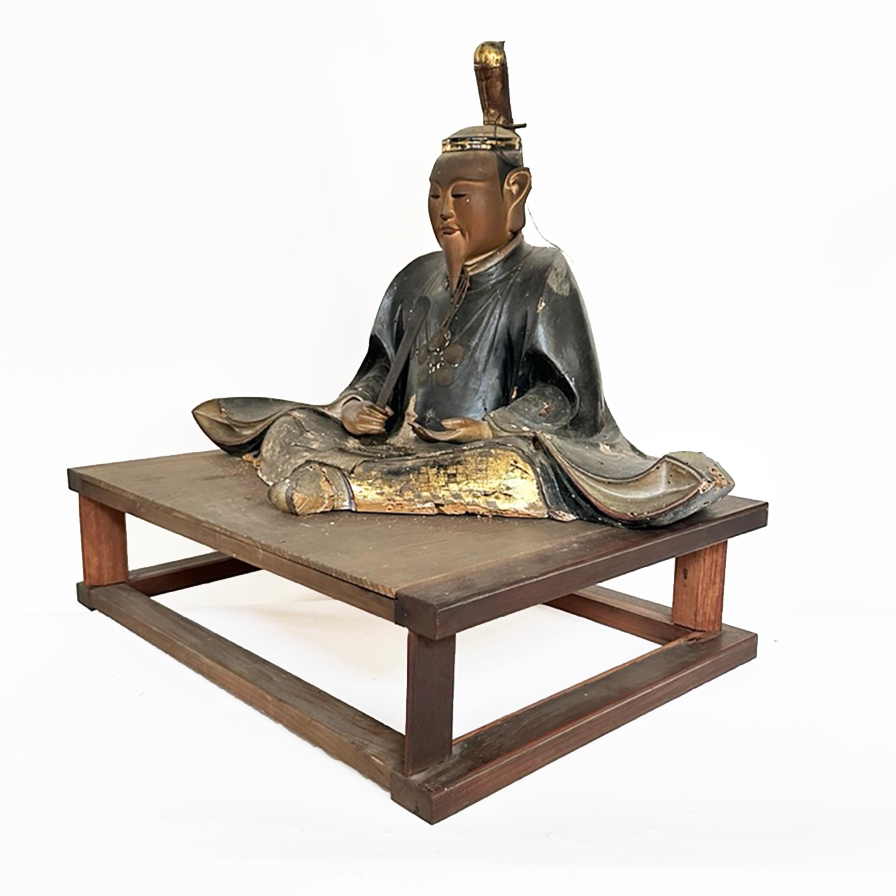 Tenjin-Sama, Holz, japanische Shinto-Göttin des Lernens und der Weisheit, Meiji-Periode (Japanisch) im Angebot