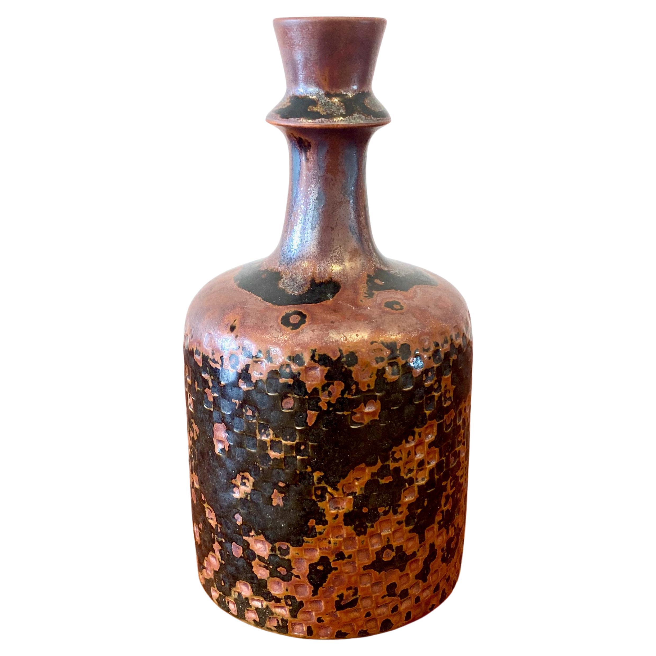 Tenmoku glazed vase by Stig Lindberg for Gustavsberg 1975