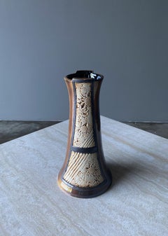 Vase en céramique artisanale de Tenmoku Pottery Malaysia, vers 1989