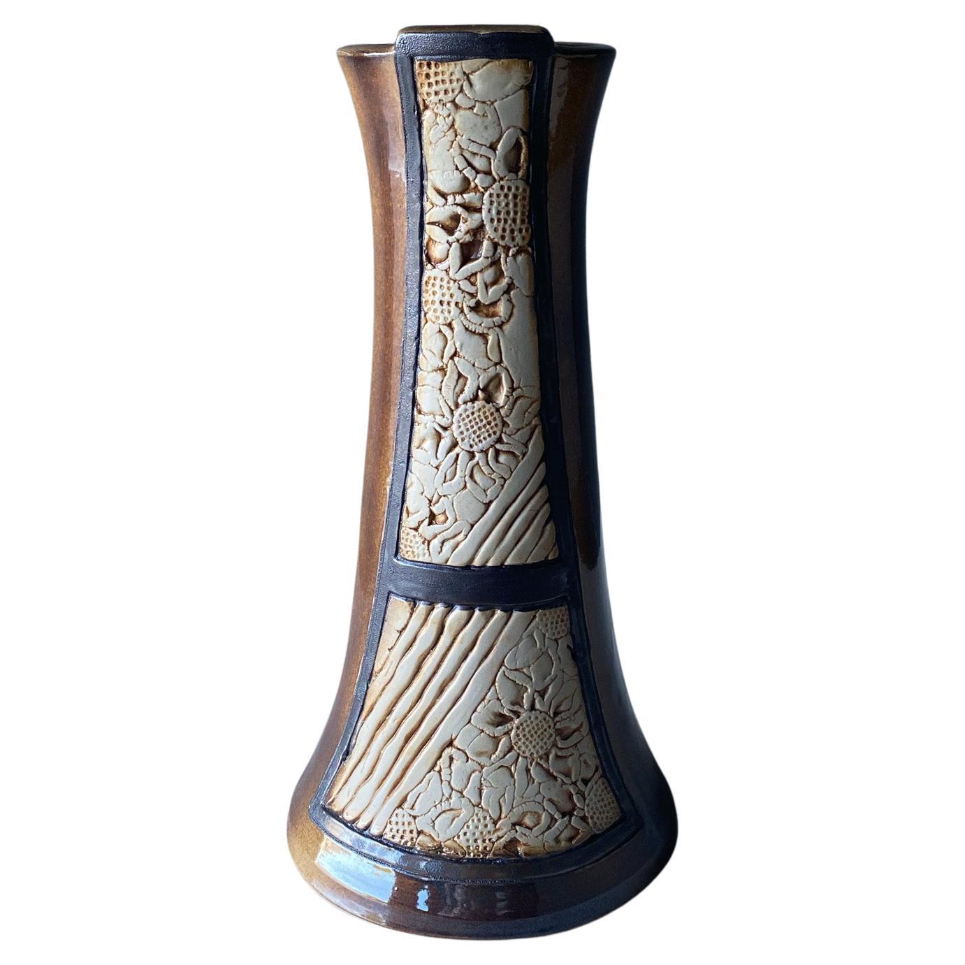 Tenmoku Pottery Malaysia Handicraft Ceramic Vase, circa 1989 For Sale