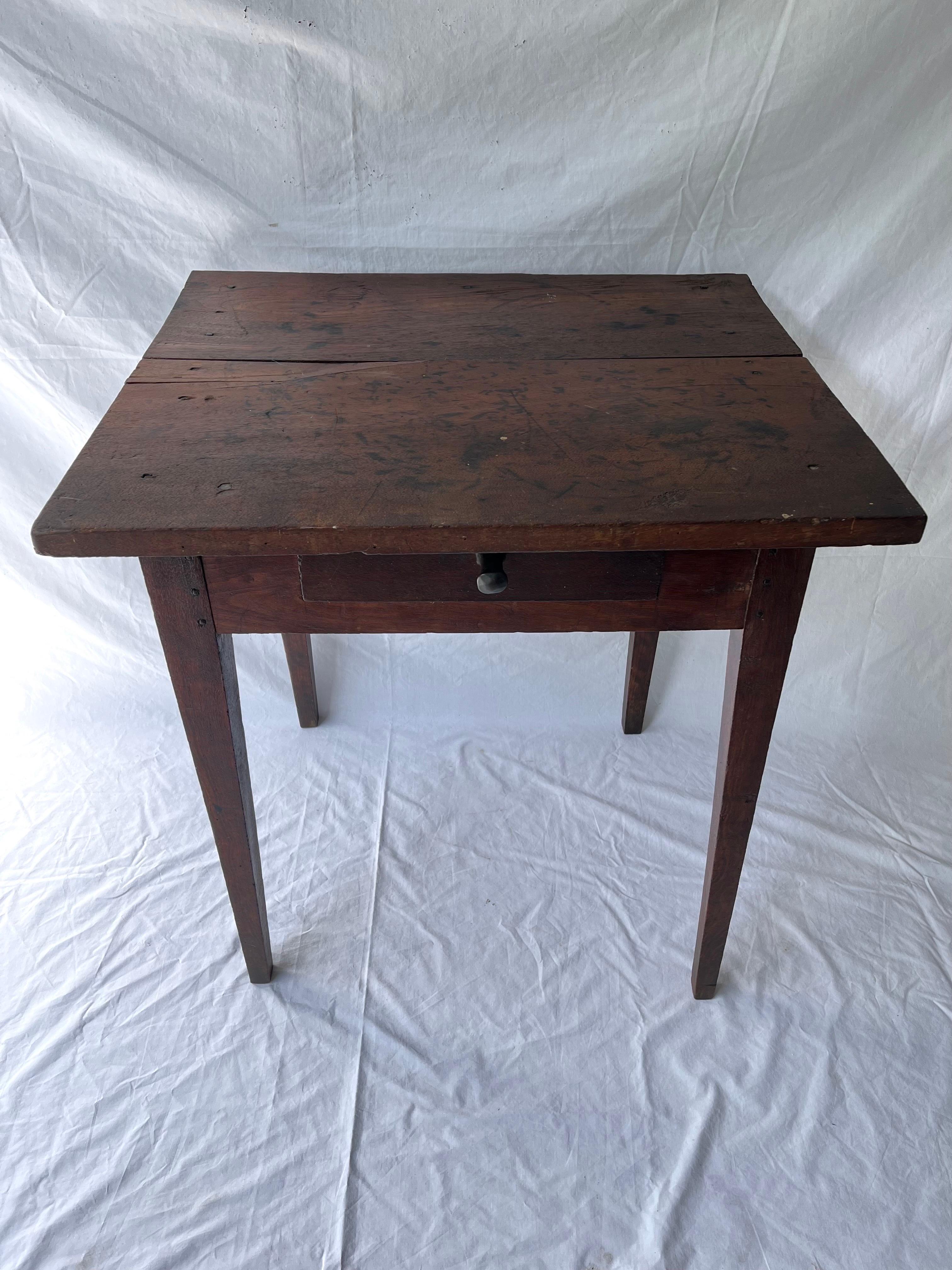 Rustic Tennessee Antique American Hand Built One Drawer Primitive Farm House Table