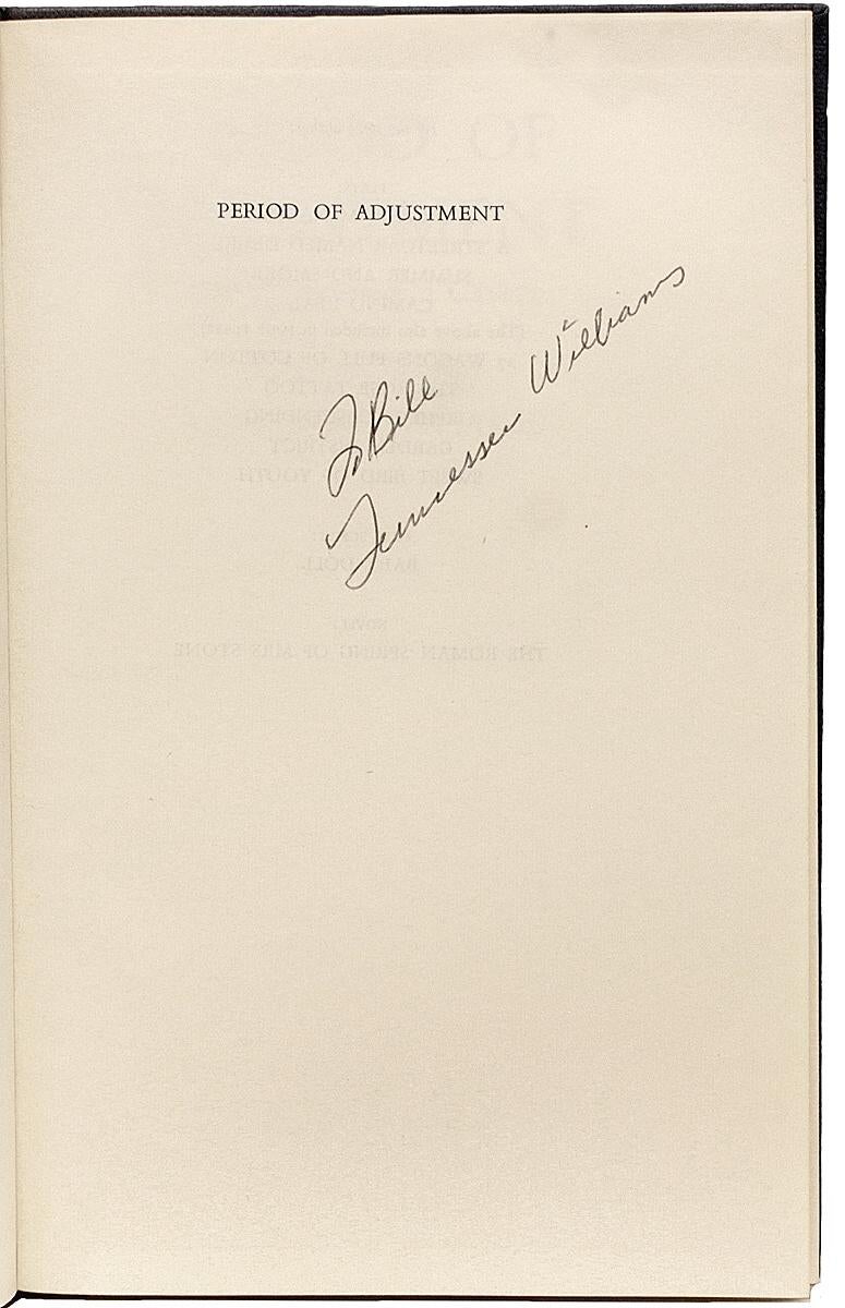 Fabric Tennessee WILLIAMS. Period Of Adjustment. FIRST EDITION INSCRIBED - 1960