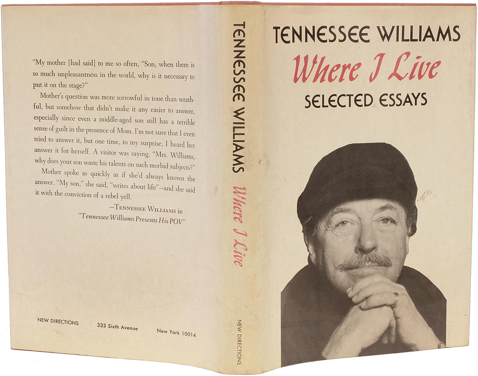 Tennessee Williams, Where I Live, First Edition, Inscribed, 1978 In Good Condition For Sale In Hillsborough, NJ