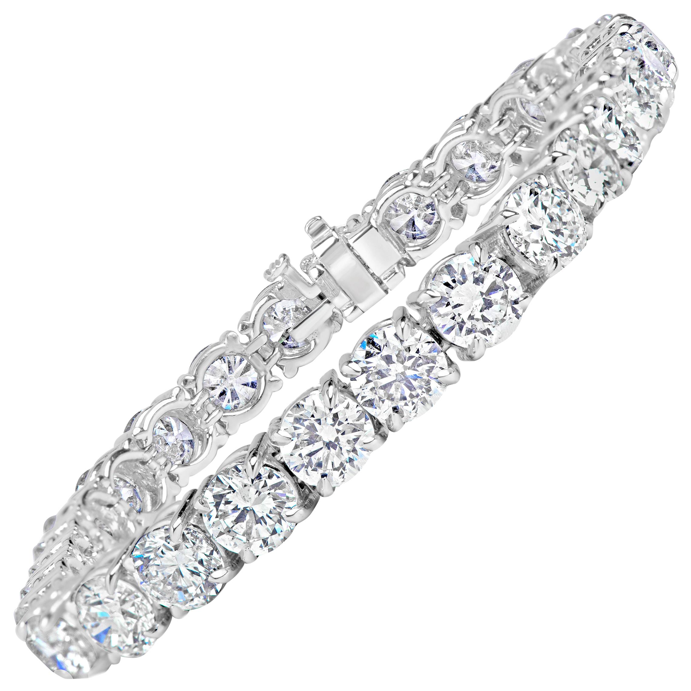 Bracelet de tennis en diamant 16 carats or blanc 18 carats moyenne 0.50 points