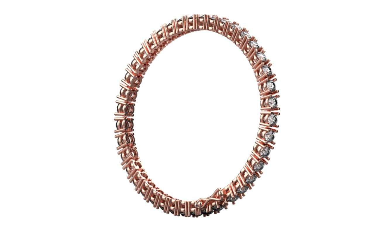 Tennis Bracelet, 18k Rose Gold, 12.7ct In New Condition For Sale In Leigh-On-Sea, GB