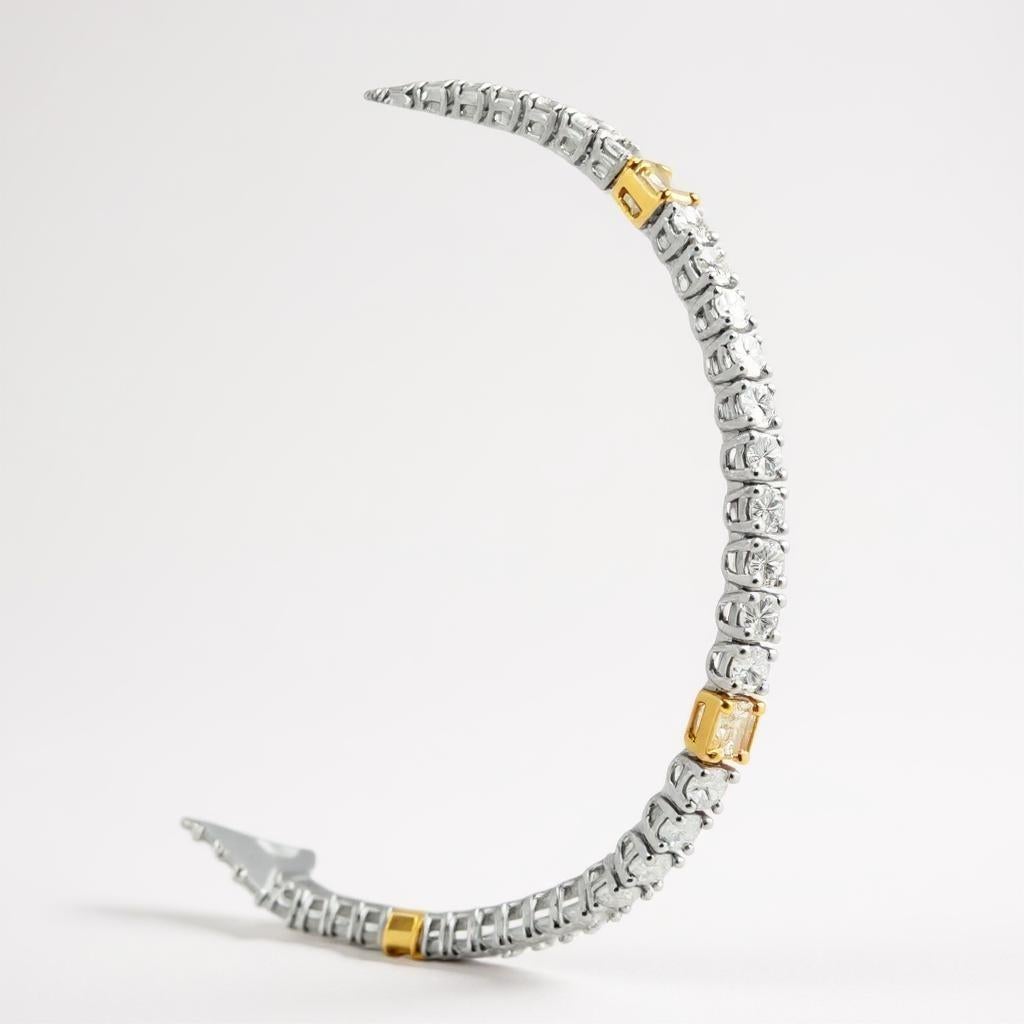 Contemporain Bracelet de tennis en or 18kt avec 5.88 carats de diamants jaunes et blancs de couleur naturelle en vente