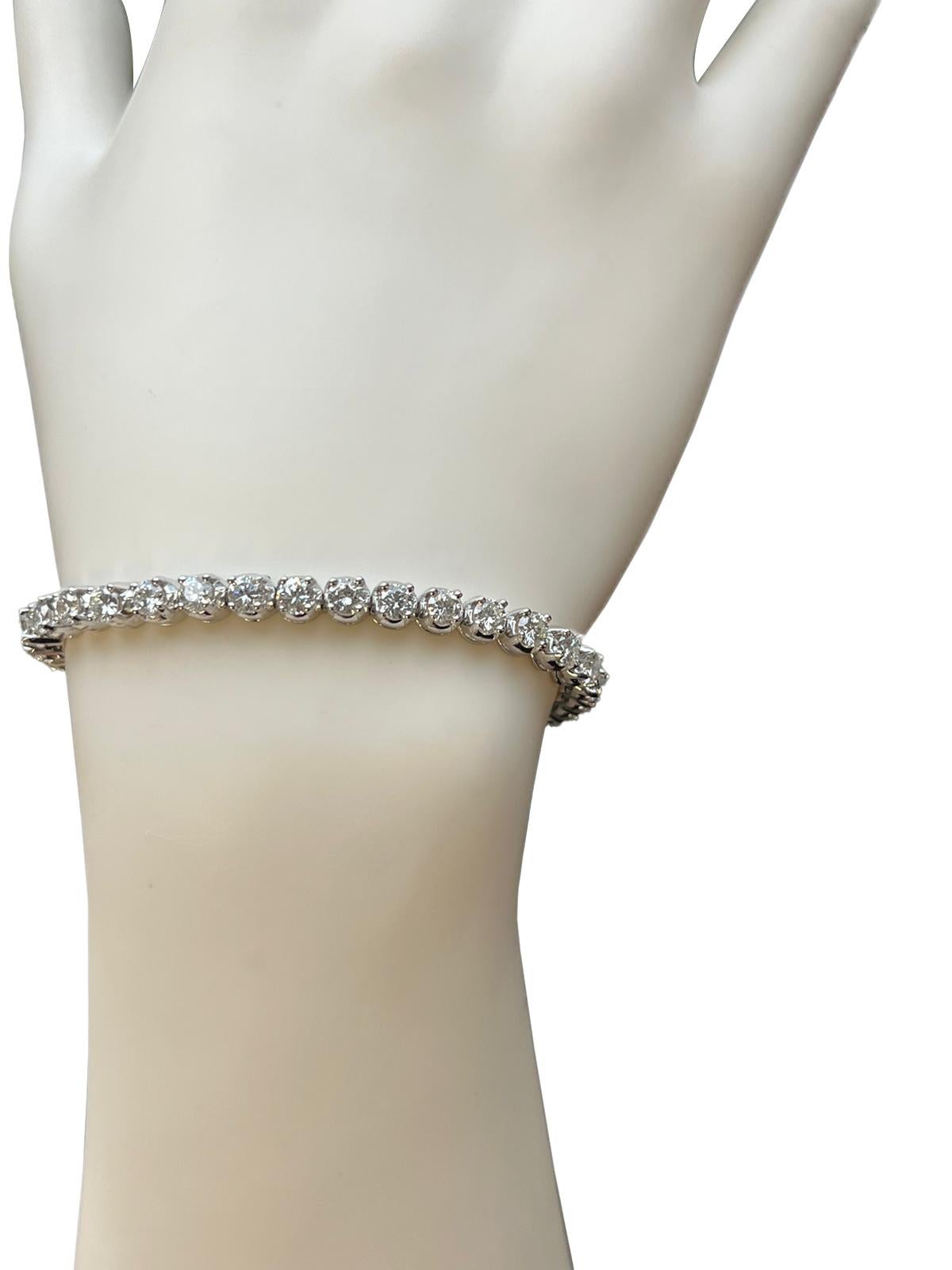 Modernist Tennis Bracelet 4.85ctw 36 Natural Diamonds 0.14ct Each 14k White Gold Bracelet For Sale