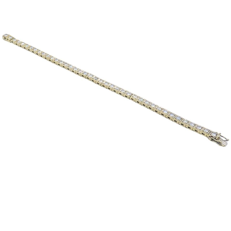 Pulsera Tenis Art Decó Oro 18k Diamante Corte redondo en venta