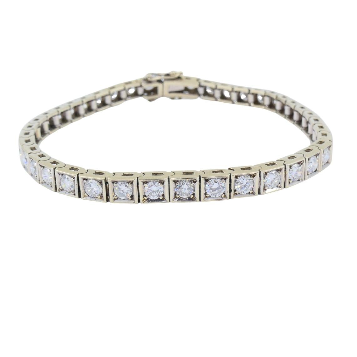 Pulsera Tenis Art Decó Oro 18k Diamante en venta 1