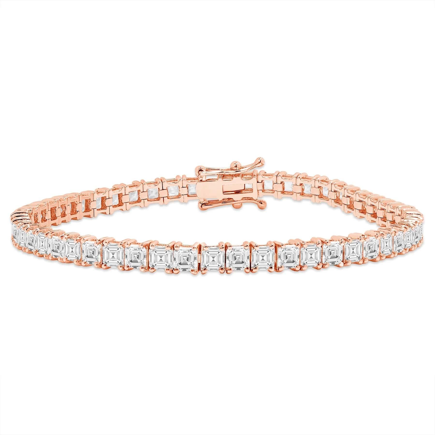 Moderno Bracciale Tennis in oro 18K con diamanti taglio Asscher in vendita
