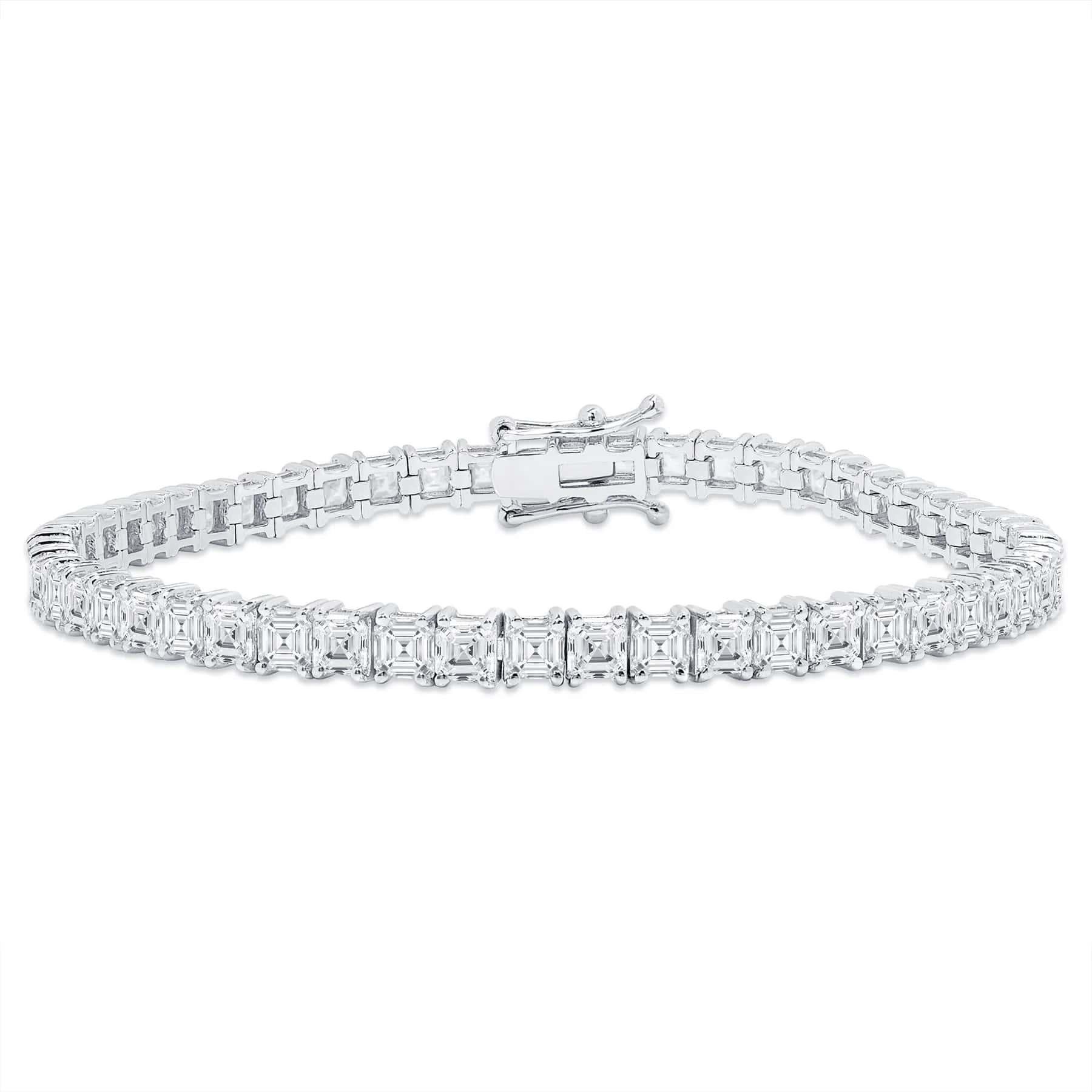 Taglio Asscher Bracciale Tennis in oro 18K con diamanti taglio Asscher in vendita