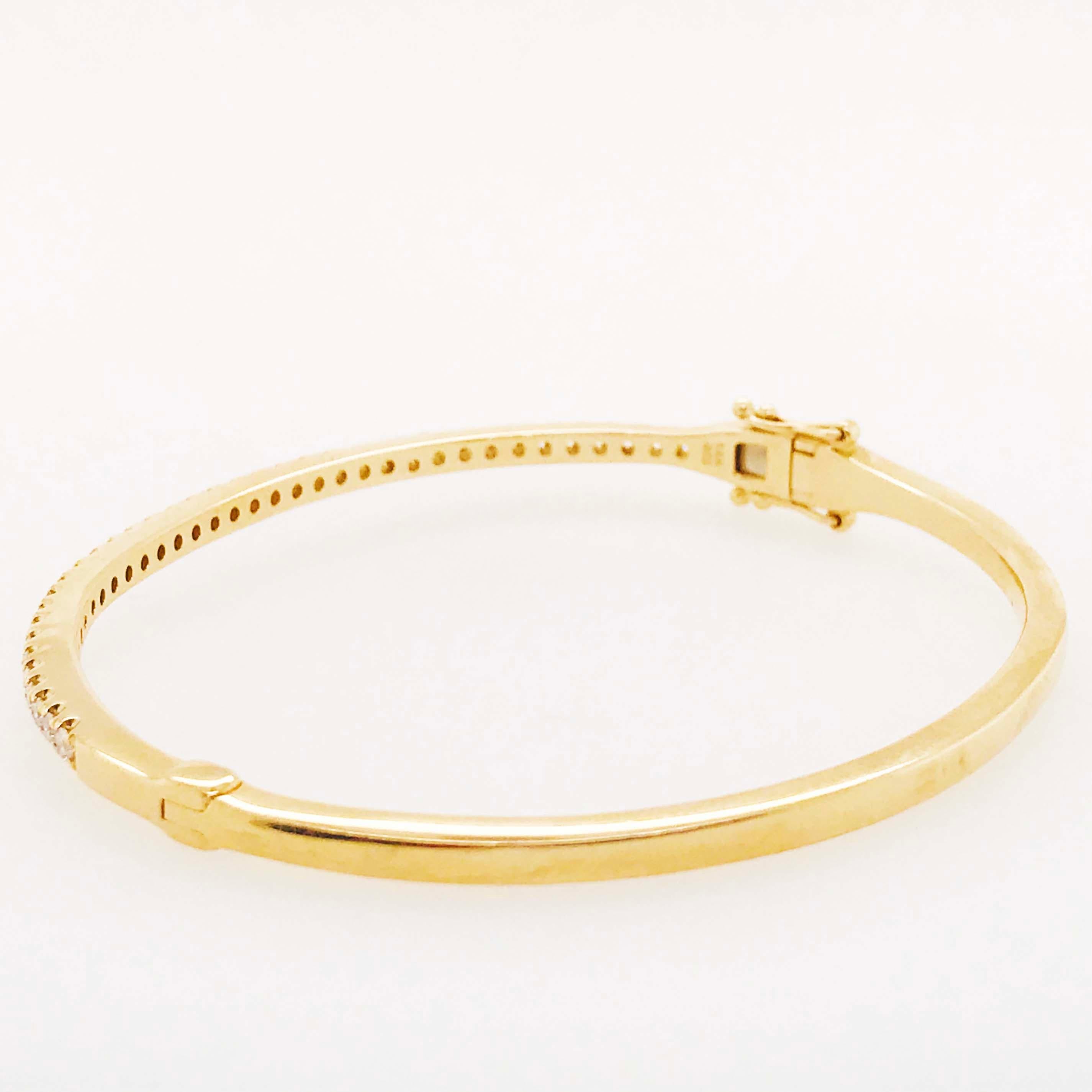 Tennis Bracelet Bangle, 14 Kt Yellow Solid Gold w 1.40 Round Brilliant Diamonds For Sale 2