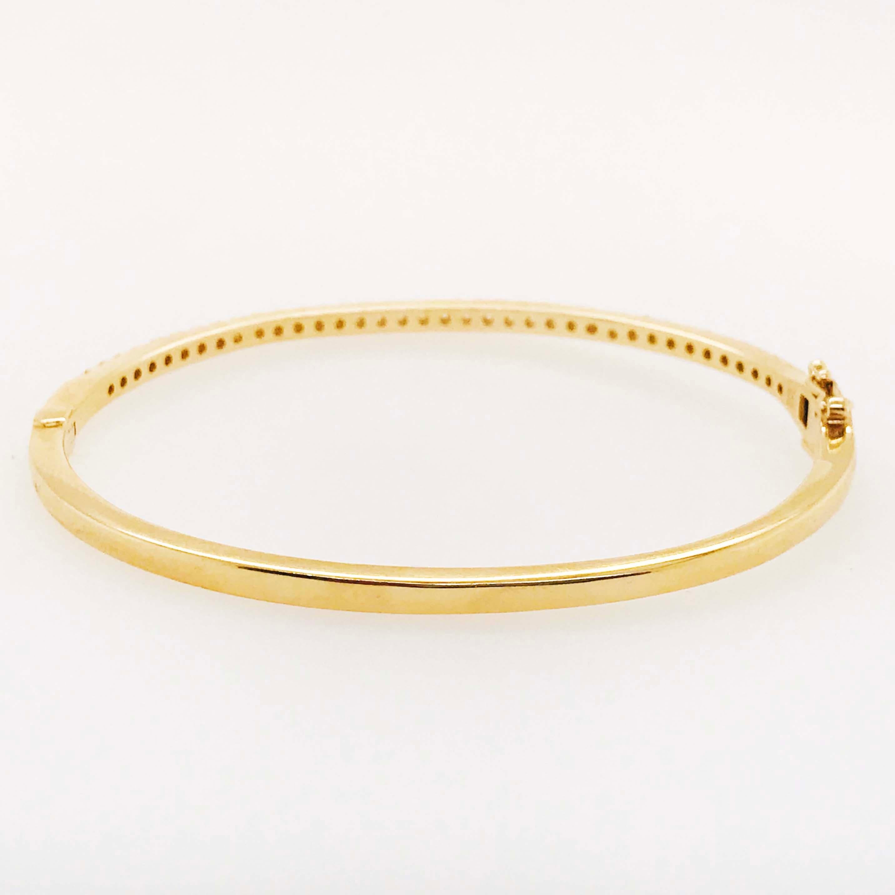 Tennis Bracelet Bangle, 14 Kt Yellow Solid Gold w 1.40 Round Brilliant Diamonds For Sale 3