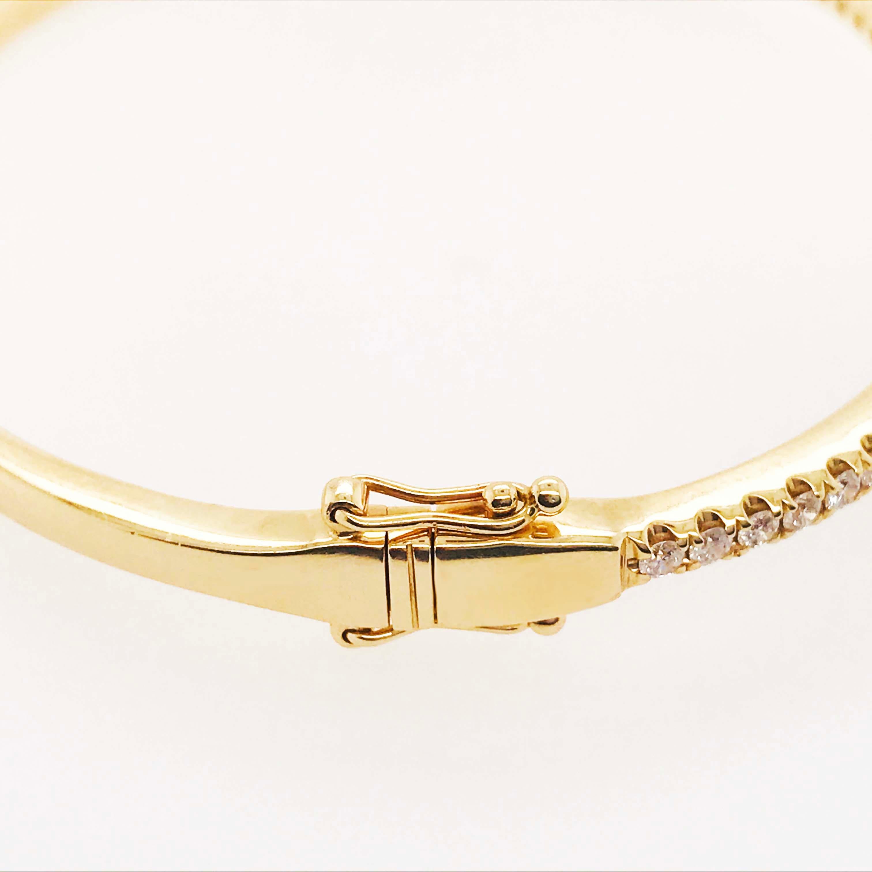 Women's Tennis Bracelet Bangle, 14 Kt Yellow Solid Gold w 1.40 Round Brilliant Diamonds For Sale
