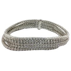 Tennis Bracelet Five Strands Set in 18 Karat Gold Diamonds 19.27 Carat #51-10426