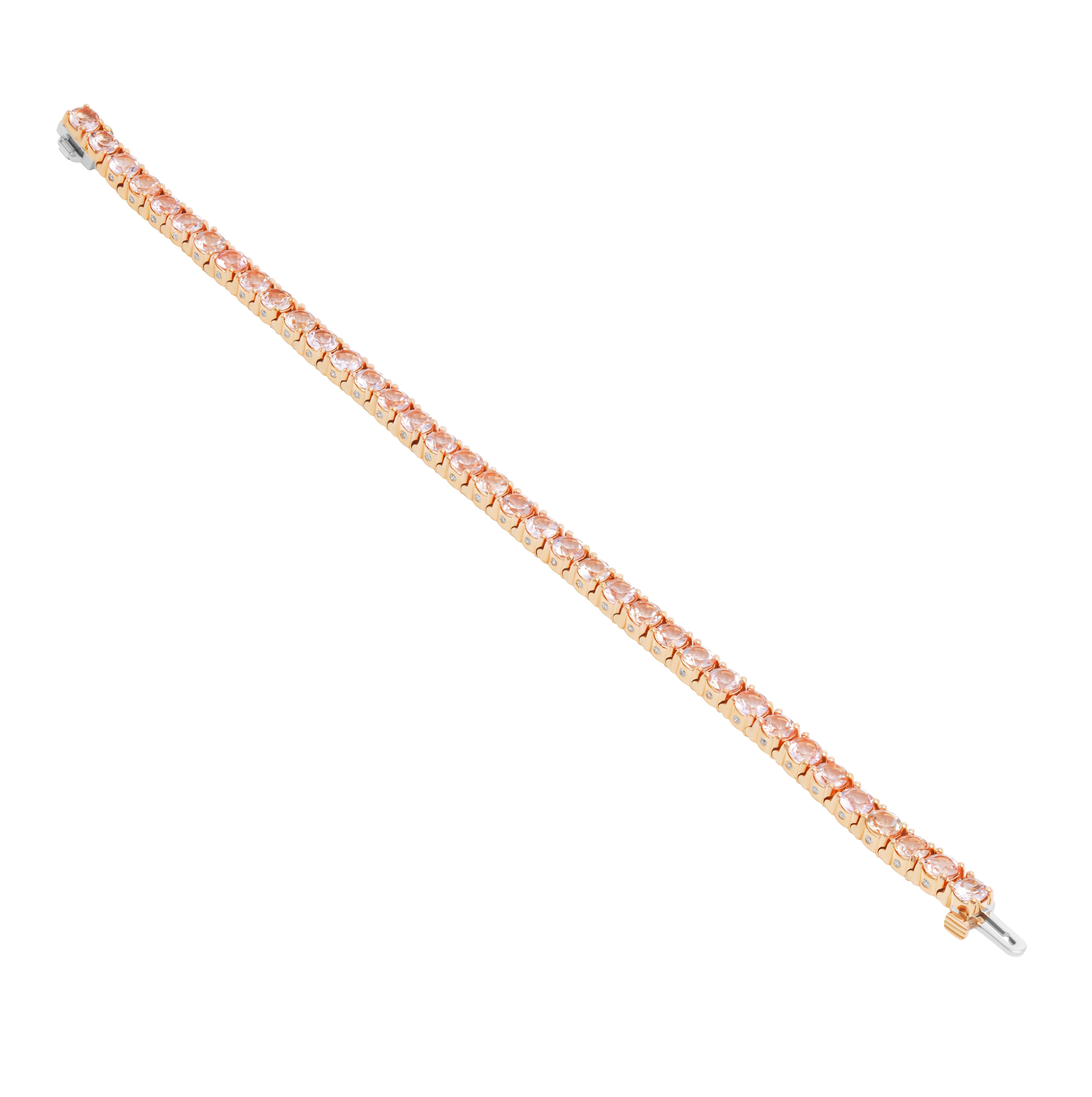 Tennis Bracelet in 14K Rose Gold with Morganites (Moderne) im Angebot