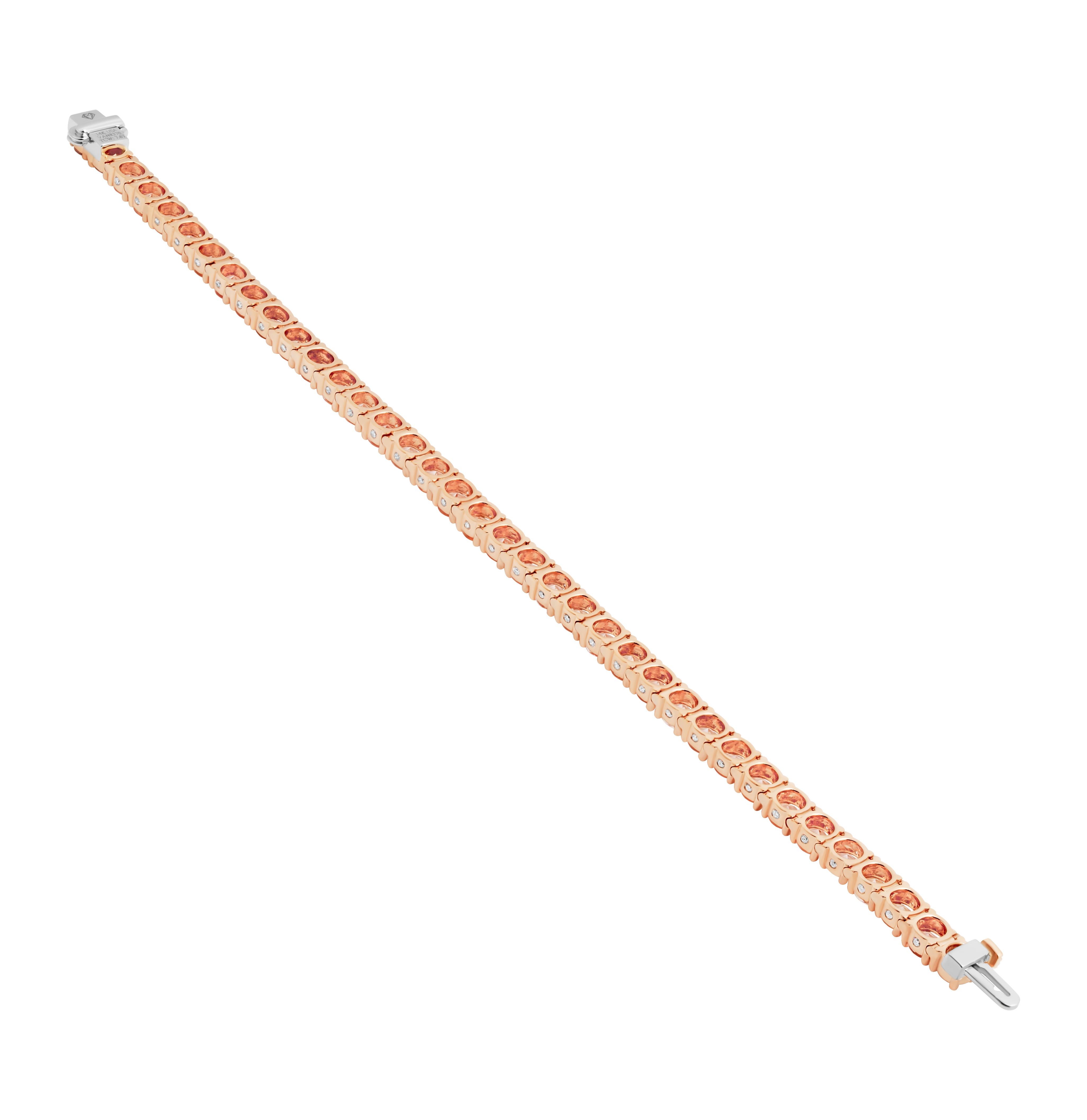 Tennis Bracelet in 14K Rose Gold with Morganites (Rundschliff) im Angebot
