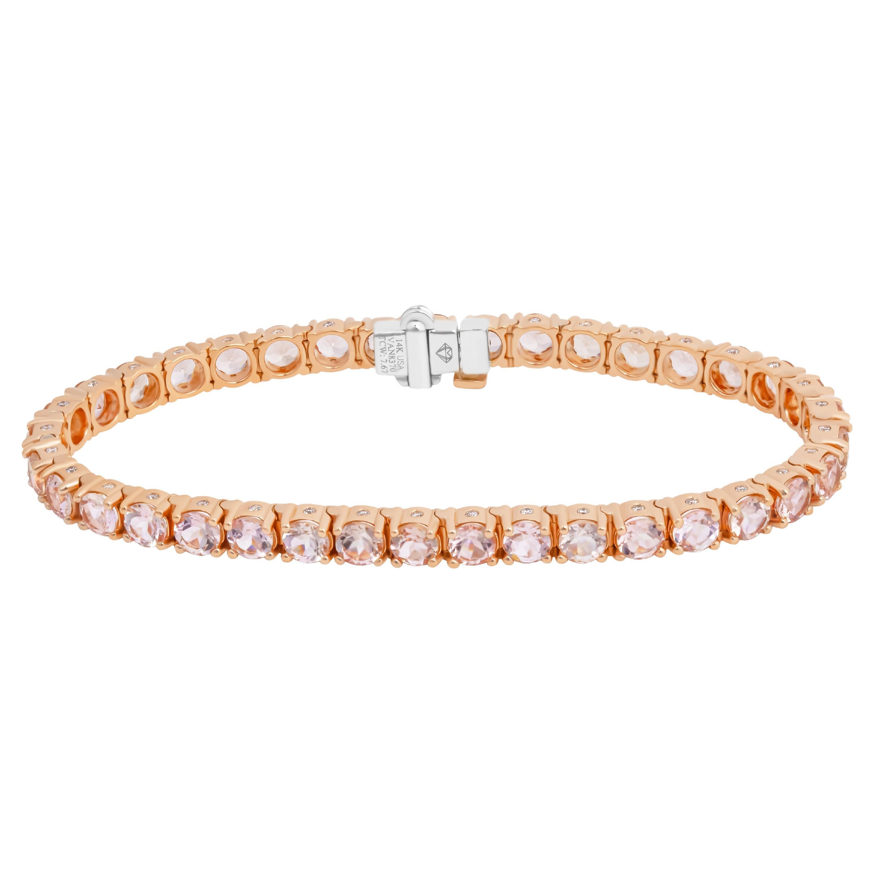 Tennis Bracelet in 14K Rose Gold with Morganites