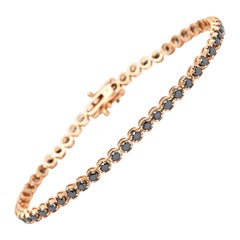 Tennis Bracelet in 14kt Rose Gold with 3ct of Black Diamonds