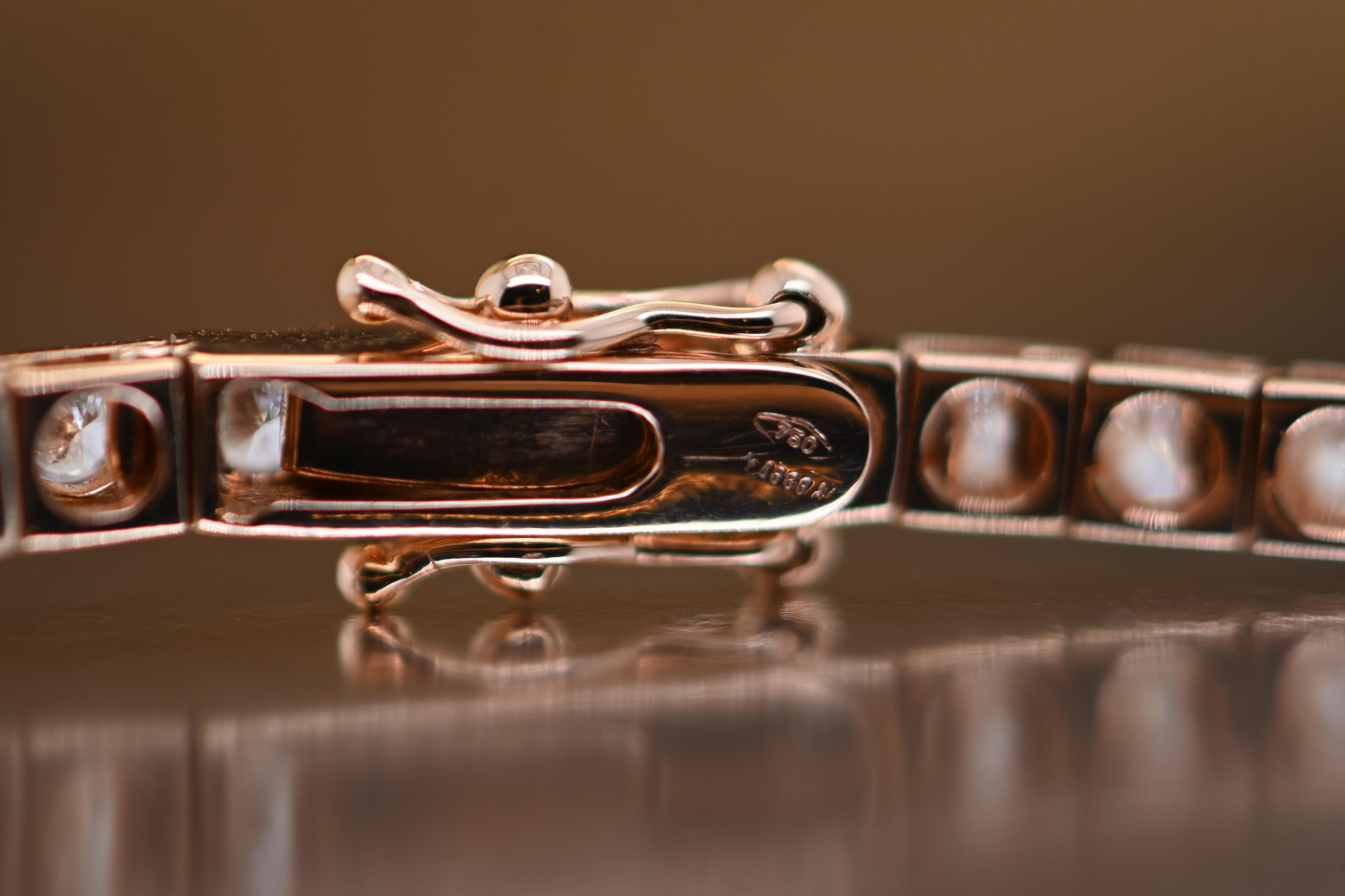Tennis Bracelet in 18-Carat Pink Gold Adorned with Diamonds In New Condition For Sale In Vannes, FR