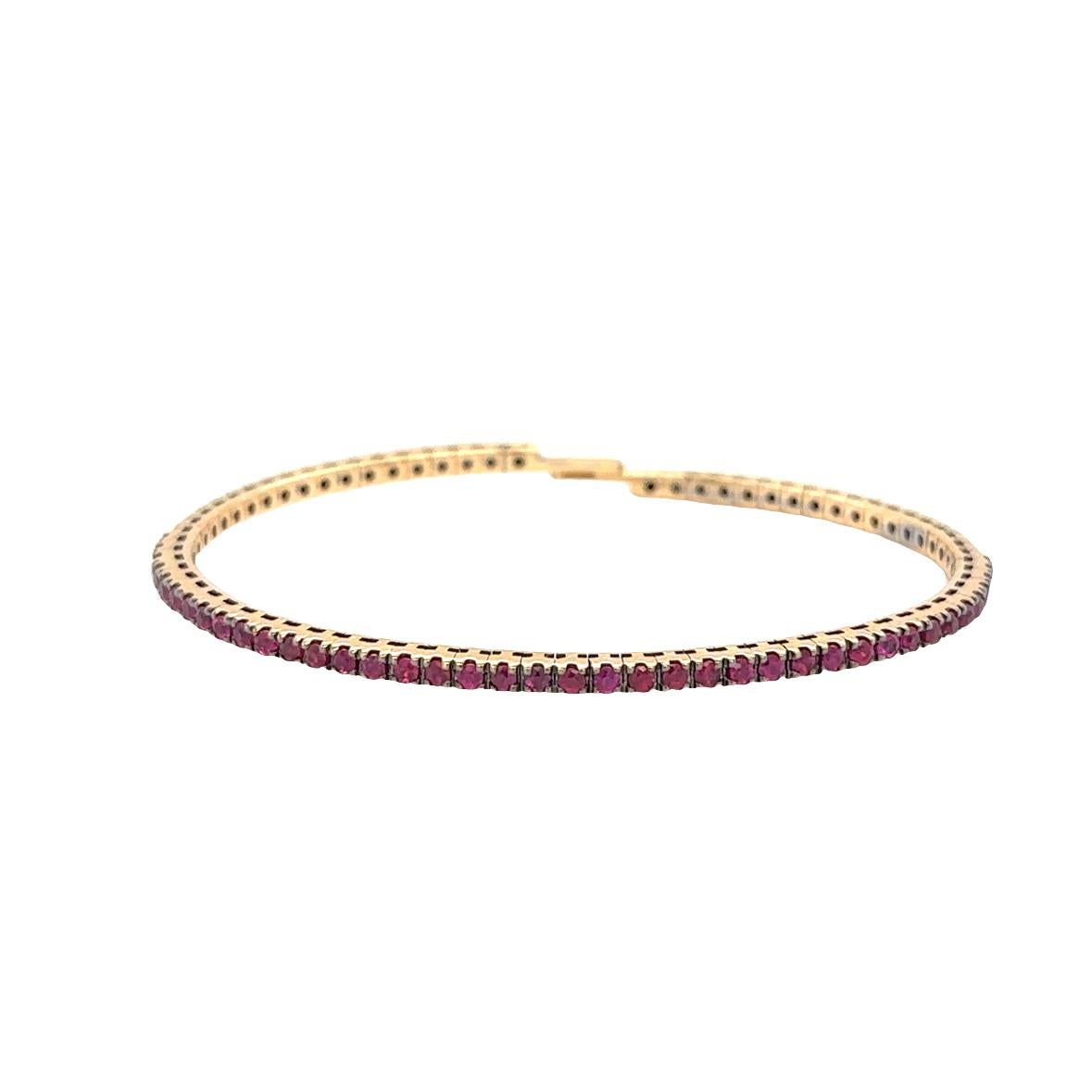 Taille ronde Bracelet tennis en or rose 18 carats en vente