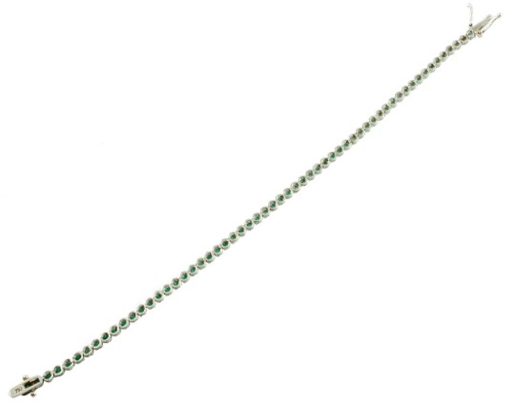 Tennis Bracelet in 18 Karat White Gold and Emeralds In Good Condition In Marcianise, Marcianise (CE)