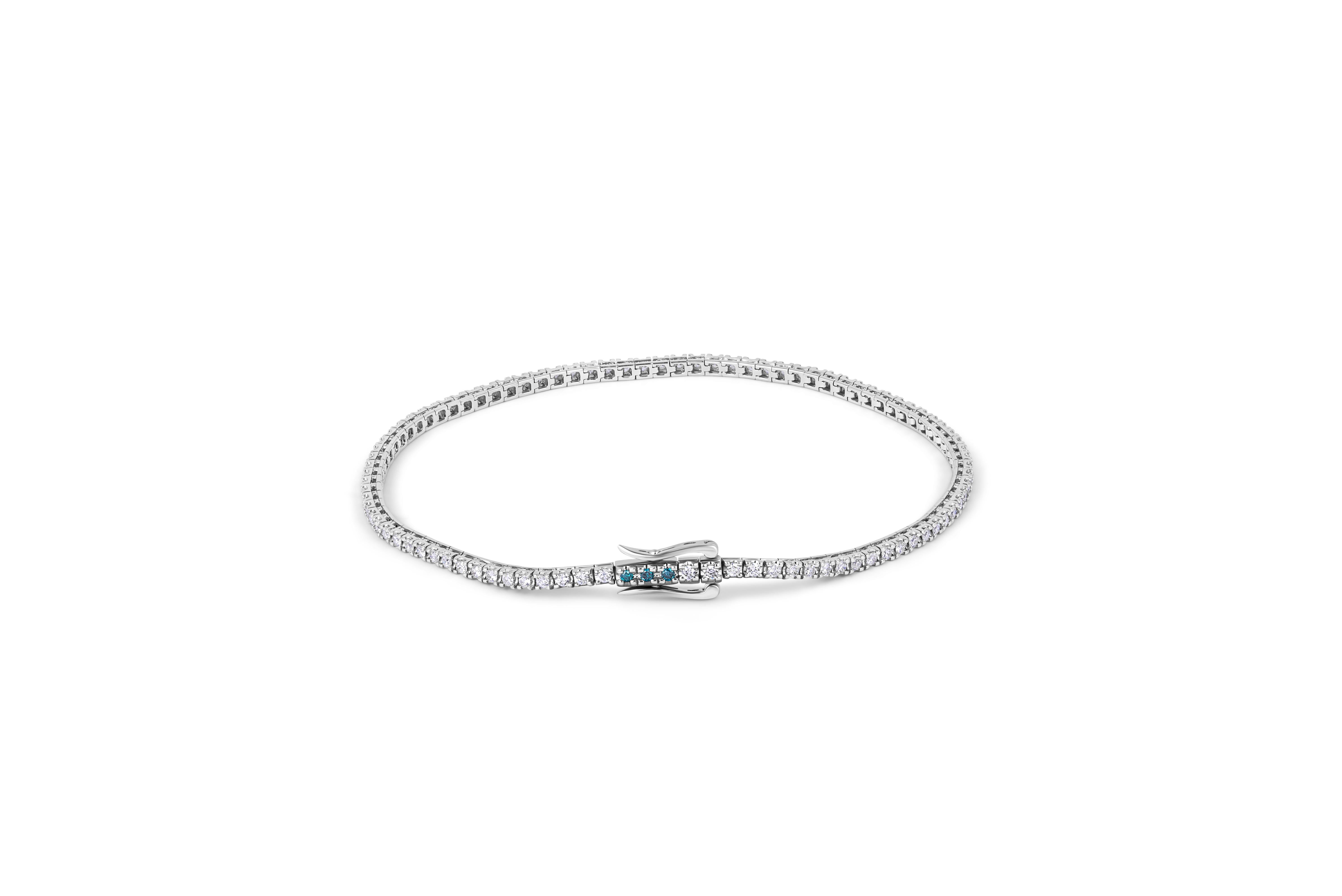 Tateossian continues to explore and find beauty in traditional diamonds which for years have lent themselves to original and pioneering designs. These tennis bracelets feature a wealth of white (GH colour and VS-VVS clarity) diamonds in white gold,